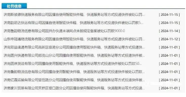 未经允许擅自将包裹投快递柜，多家快递公司被密集处罚插图